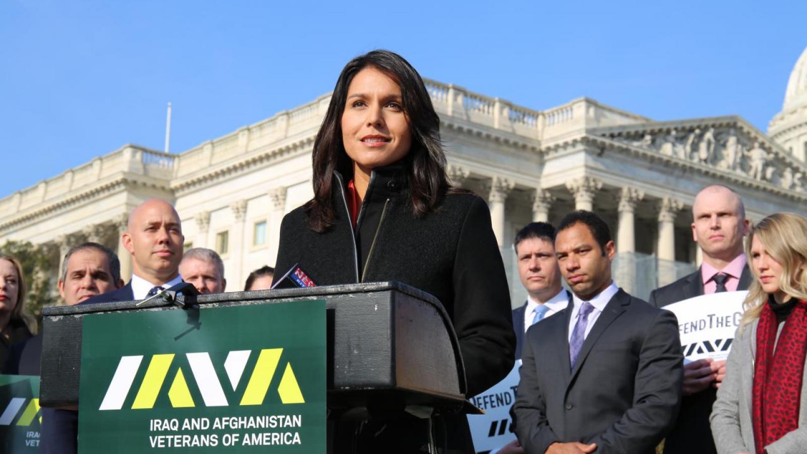 Tulsi Gabbard outside the Capitol