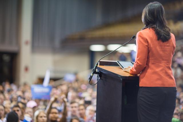 Addressing Bernie supporters, 2016.