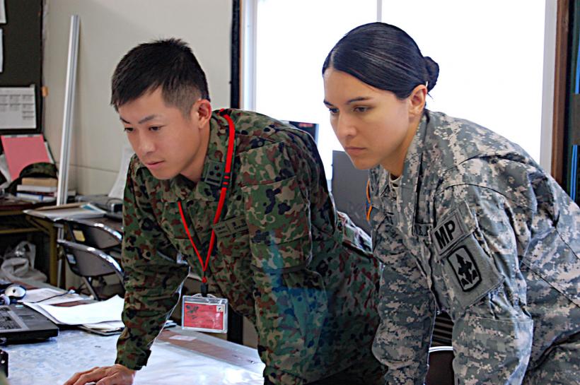 Joint military training exercise, Japan, 2009.