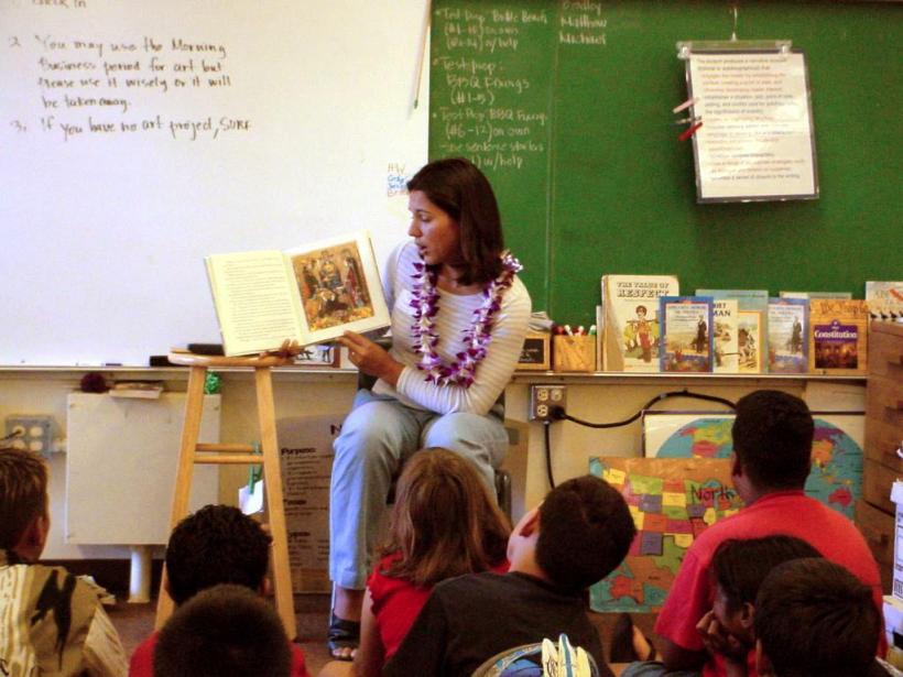 Teaching to a classroom of Elementary students, 2002.