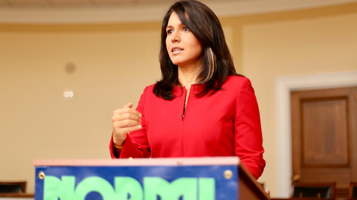 Tulsi Gabbard speaks at a NORML event