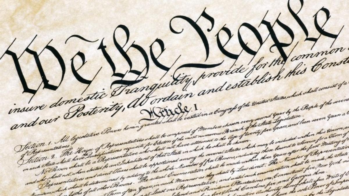 A photo of the US Constitution